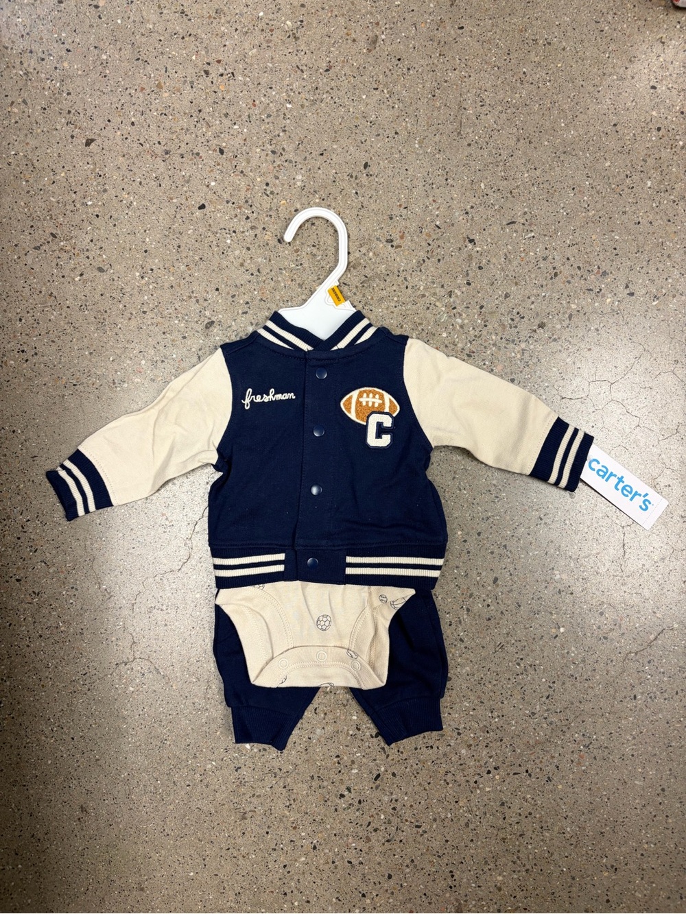 Carter's Infant Varsity Football Jacket Set - Navy & Cream